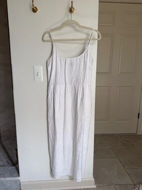 Quince white linen midi dress
